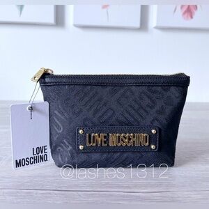 LOVE MOSCHINO Makeup Bag Small Cosmetic Toiletry Pouch - Black